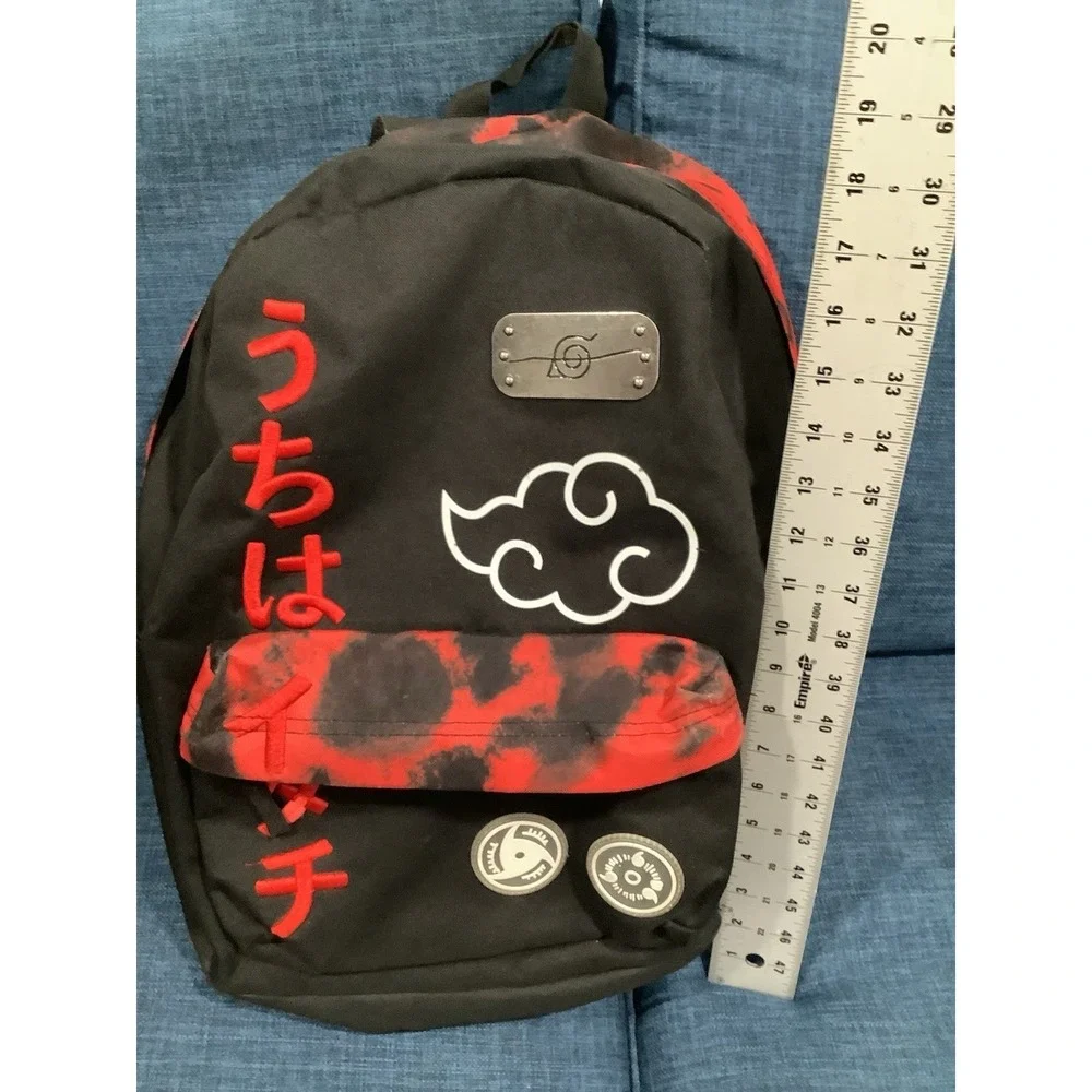 Bioworld Naruto Shippuden Collection Black Backpack w/ Red Embroidery